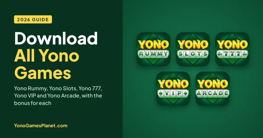 Download All Yono Games banner with Yono Rummy, Yono Slots, Yono 777, Yono VIP and Yono Arcade logos